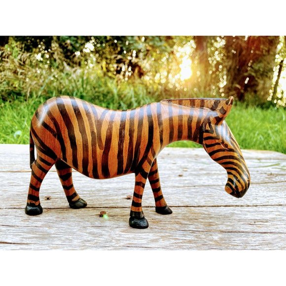 Vintage Wood MCM African Zebra Folk Art - Picture 2 of 11